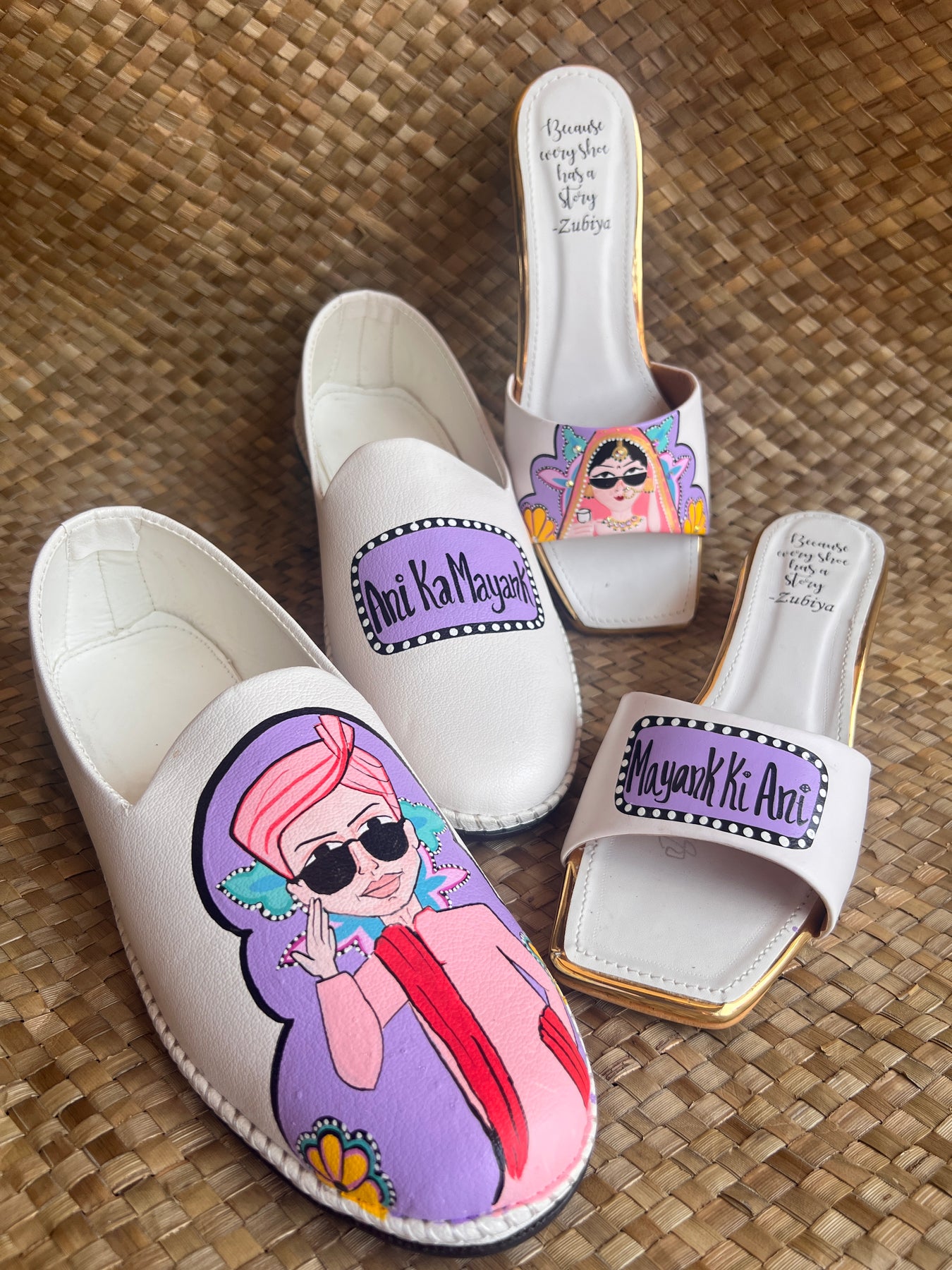 Lavender-White MOJRI -heels couple combo – zubiyastore