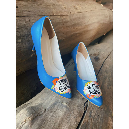 Miss To Mrs Blue pencil Heels- 3.5 Inches